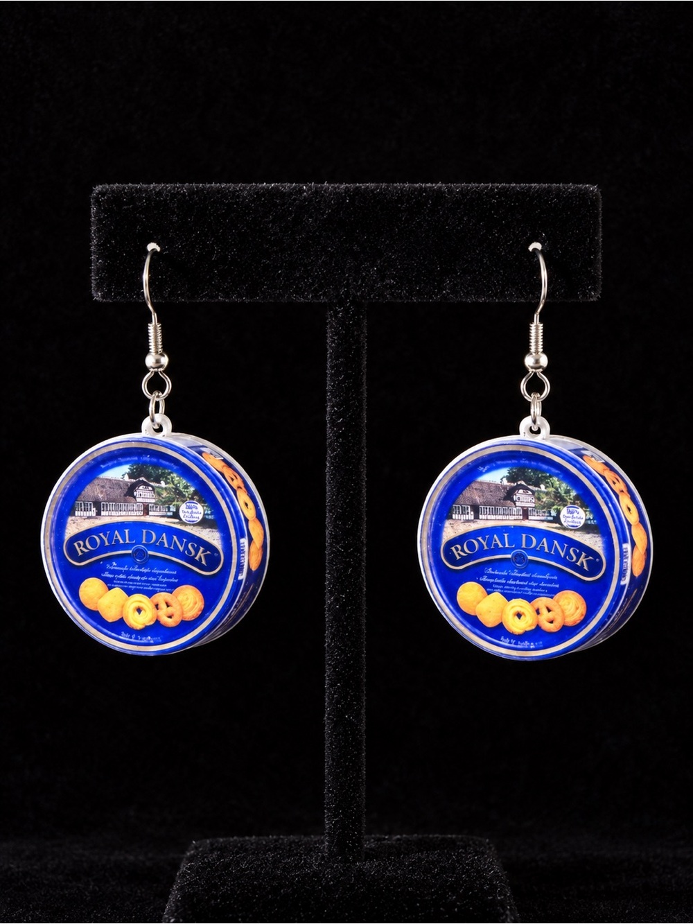 Famous Blue Cookie Tin Earrings Novelty